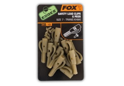 FOX Edges Size 10 Slik Lead Clip + Pegs - trans khaki