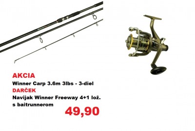 Kaprový prút 3.6m - 3lbs + ZDARMA Freeway 50 s baitrunnerom